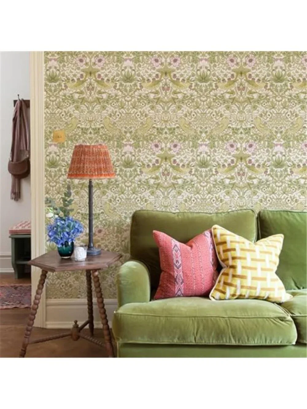 William Morris Peel & Stick Wallpaper Strawberry Thief Floral Bird Removable PVC